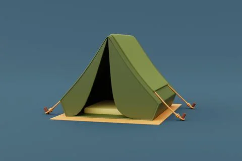 3d render of Camping tent isolated on blue background,Camping equipment,holid Stock Illustration