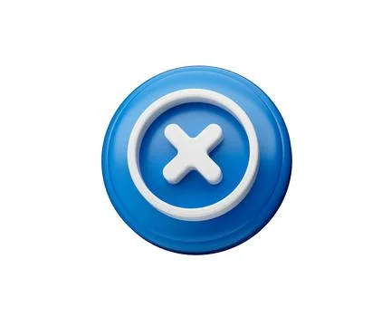3d render of cancel or close icon button isolated on white background Illustrazione stock