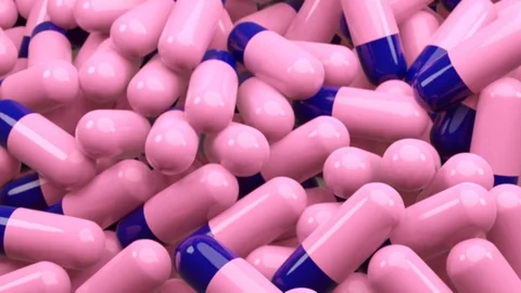 3d render capsule pill random falling Stock Footage 129900528