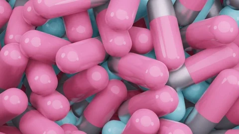 3d render capsule pill random falling animation. Stock Footage 129907859