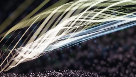 3D Render A captivating video featuring luminous, wavy light trails against a Stock Footage 340297458