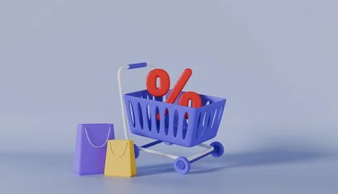 3D render capturing the excitement of shopping deals with floating elements Stock Illustration