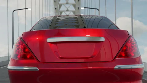 3d render of a car driving on a bridge Stock Footage 157782243