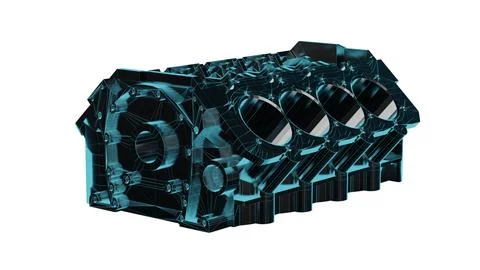 3D render of car engine cylinder block Stock Illustration