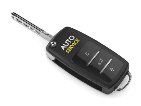3d render of car key with auto service text Stock Illustration