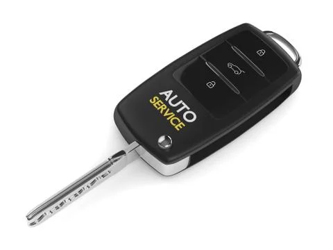 3d render of car key with auto service text Stock Illustration