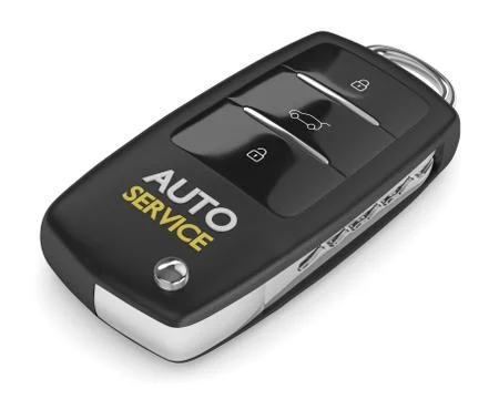 3d render of car key with auto service text Stock Illustration