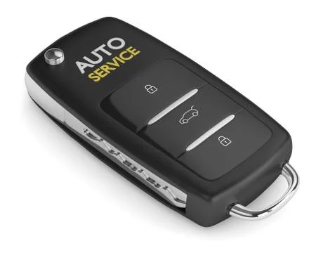 3d render of car key with auto service text Stock Illustration