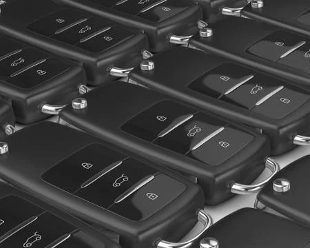 3d render of car keys in row Stock Illustration