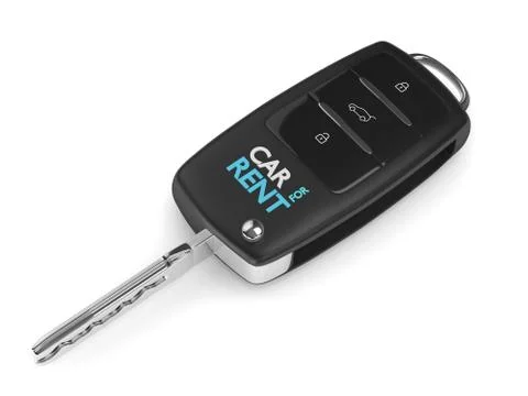 3d render of car for rent key over white Illustrazione stock