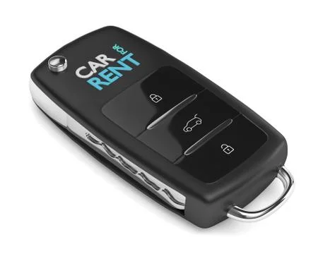 3d render of car for rent key over white Stock Illustration