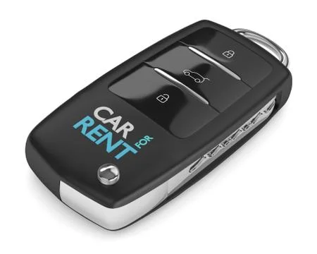 3d render of car for rent key over white Stock Illustration