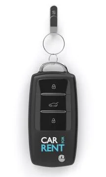 3d render of car for rent key hanging on hook Illustrazione stock