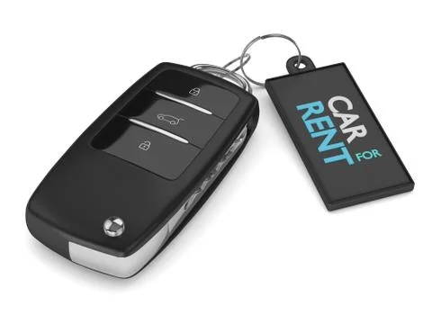 3d render of car for rent key with keychain Stock Illustration