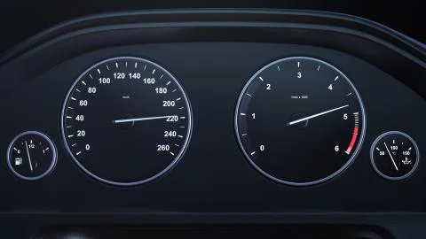 3d render Car Speedometer Gaining Speed blackground Stock Illustration