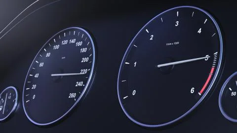 3d render Car Speedometer Macroplane Gaining Speed Stock Illustration