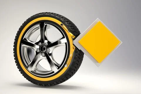 3d render of car wheel. Illustrazione stock