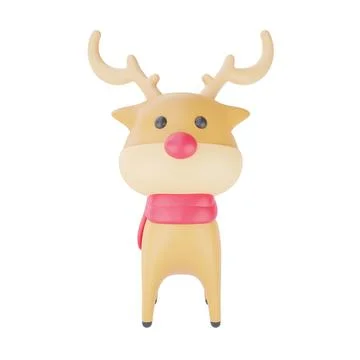 3d render of cartoon character christmas reindeer isolated on white backgroun Stock Illustration