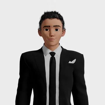 3d render. Cartoon character cute young man isolated on white background. Illustrazione stock