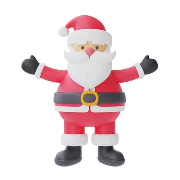 3d render of cartoon character santa claus isolated on white background. Merr Stock Illustration