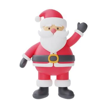 3d render of cartoon character santa claus isolated on white background. Merr Stock Illustration