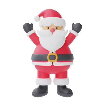 3d render of cartoon character santa claus isolated on white background. Merr Stock Illustration