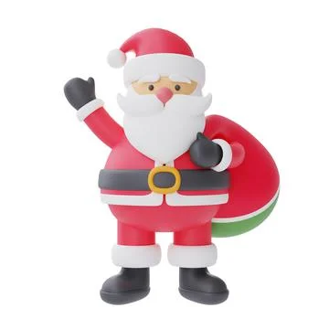 3d render of cartoon character santa claus isolated on white background. Merr Stock Illustration