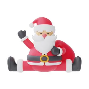 3d render of cartoon character santa claus isolated on white background. Merr Stock Illustration