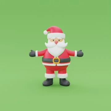3d render of cartoon character santa claus. Merry Christmas and New Year. Stock Illustration