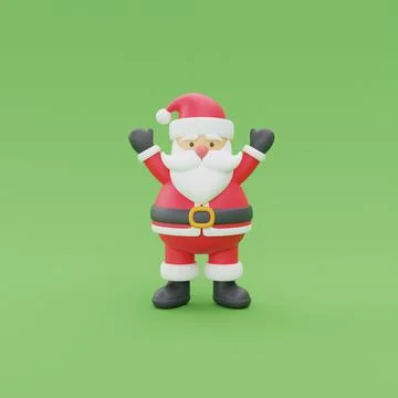 3d render of cartoon character santa claus. Merry Christmas and New Year. Stock Illustration