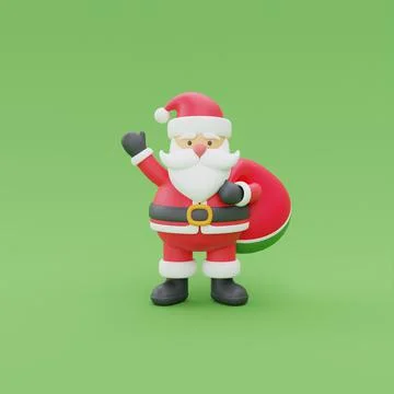 3d render of cartoon character santa claus. Merry Christmas and New Year. Stock Illustration