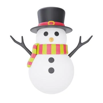 3d render of cartoon character snowman isolated on white background. Merry Ch Stock Illustration