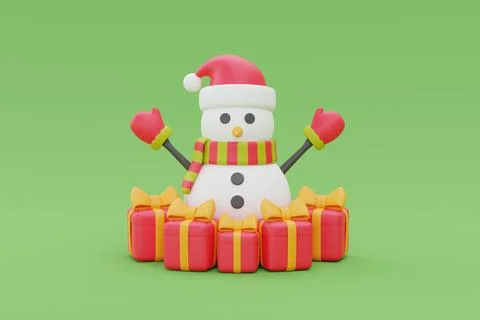 3d render of cartoon character snowman. Merry Christmas and New Year. Stock Illustration
