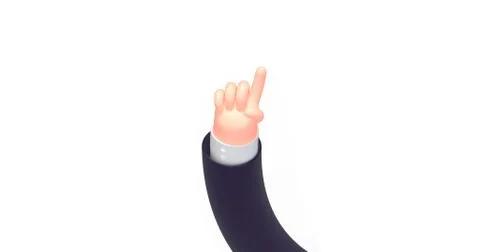3d render cartoon hand with pointing finger Stock Illustration