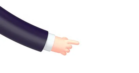 3d render cartoon hand with pointing finger Illustrazione stock