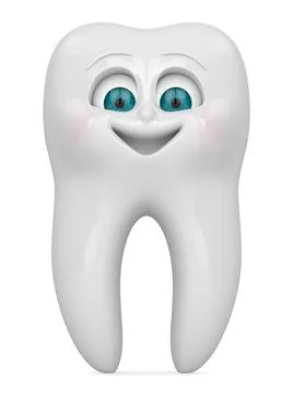 3D render of cartoon Mr Tooth looking down from above isolated over white bac Stock Illustration