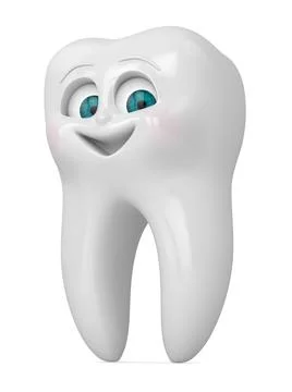 3D render of cartoon Mr Tooth isolated over white background Stock Illustration