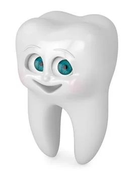 3D render of cartoon Mr Tooth isolated over white background Stock Illustration