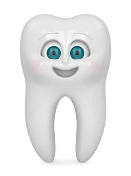 3D render of cartoon Mr Tooth isolated over white background Stock Illustration