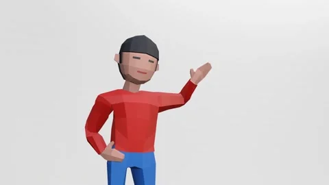 3d render of cartoon people waving say hi Stock Footage 256053383