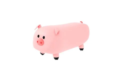 3d render. Cartoon pig on a white background. 3d illustration Stock Illustration