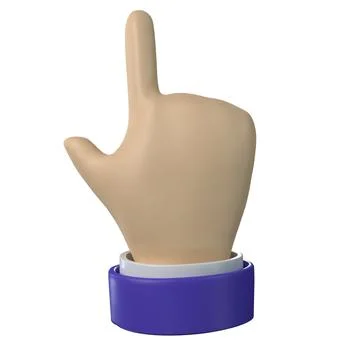 3d render. Cartoon Pointing hand icons with various skin tones in cartoon Stock Illustration