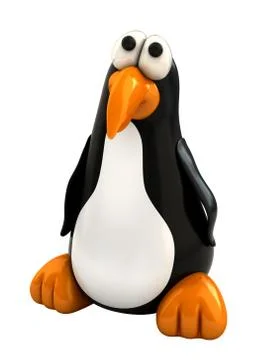 3d render of cartoon style penguin isolated over white background Stock Illustration