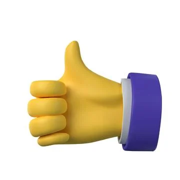 3d render. Cartoon Thumbs Up hand icons with various skin tones in cartoon Stock Illustration