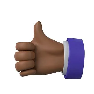 3d render. Cartoon Thumbs Up hand icons with various skin tones in cartoon Stock Illustration