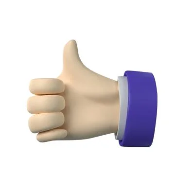 3d render. Cartoon Thumbs Up hand icons with various skin tones in cartoon Stock Illustration