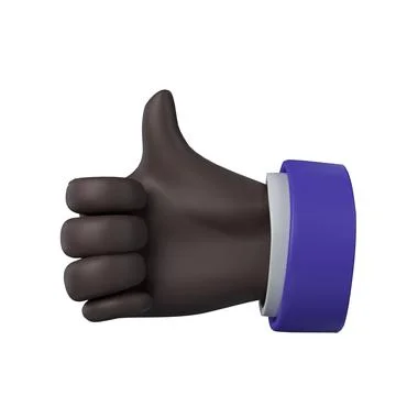 3d render. Cartoon Thumbs Up hand icons with various skin tones in cartoon Stock Illustration