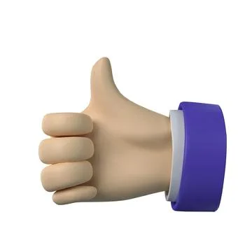 3d render. Cartoon Thumbs Up hand icons with various skin tones in cartoon Stock Illustration