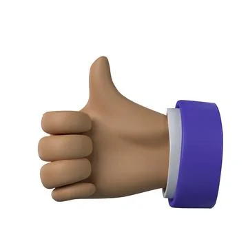 3d render. Cartoon Thumbs Up hand icons with various skin tones in cartoon Stock Illustration