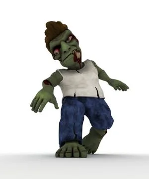 3D Render of a Cartoon Zombie Character Stock-Illustration